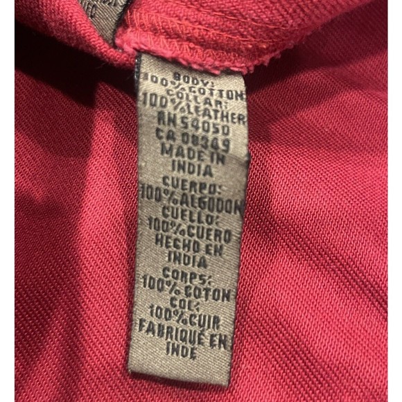Vintage Jones Jeans Women's Red Denim Jacket Metal Buttons Leather Colla… - Picture 7 of 13